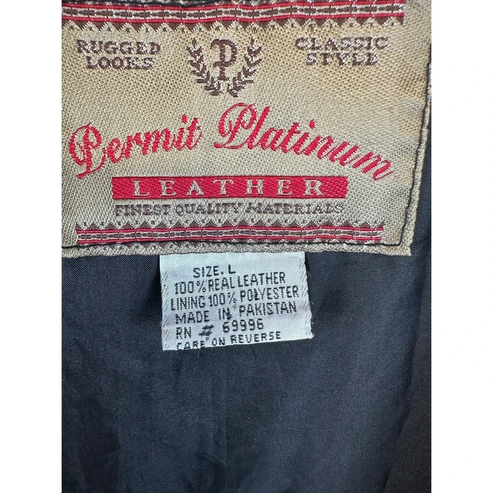 Permit Platinum Leather Vest Large Black Western Biker Cowboy Motorcycle Rugged